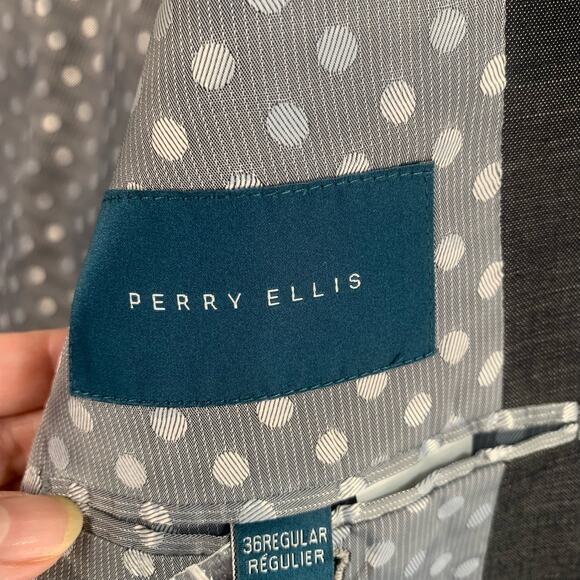 Perry Ellis Size 36 Regular Slim Fit Sport Coat Blazer Jacket Charcoal Gray - Picture 9 of 11